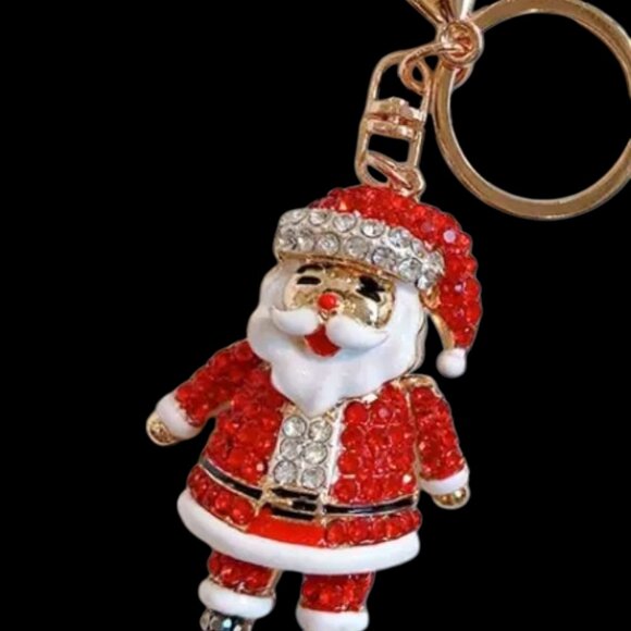 Accessories - Rhinestone Santa Claus Holiday Bling Handbag Keychain or key Charm Bag Accessory